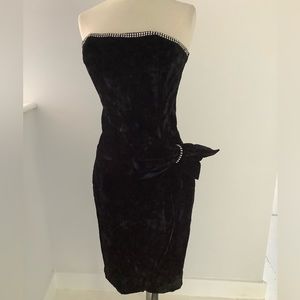 80s vintage velvet big bow dress small xs
